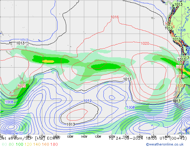 Prąd strumieniowy ECMWF wto. 24.09.2024 18 UTC