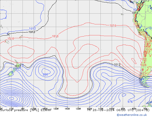 Pressione al suolo ECMWF gio 26.09.2024 06 UTC