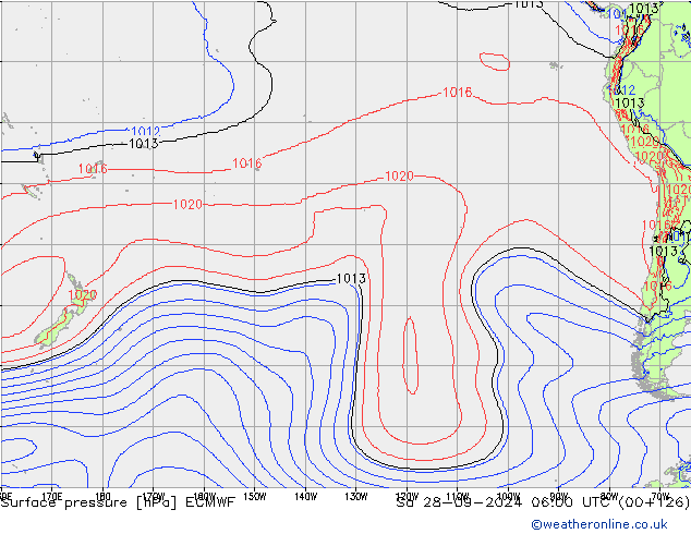 Pressione al suolo ECMWF sab 28.09.2024 06 UTC