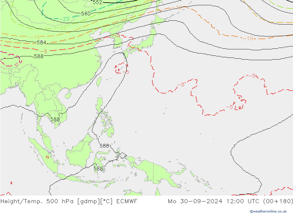 Height/Temp. 500 hPa ECMWF Seg 30.09.2024 12 UTC