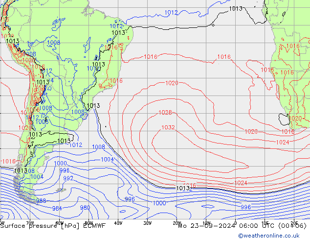 Surface pressure ECMWF Mo 23.09.2024 06 UTC