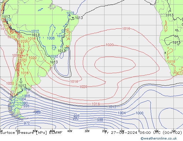 приземное давление ECMWF пт 27.09.2024 06 UTC