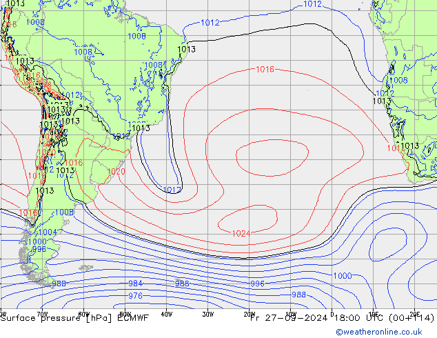 ciśnienie ECMWF pt. 27.09.2024 18 UTC