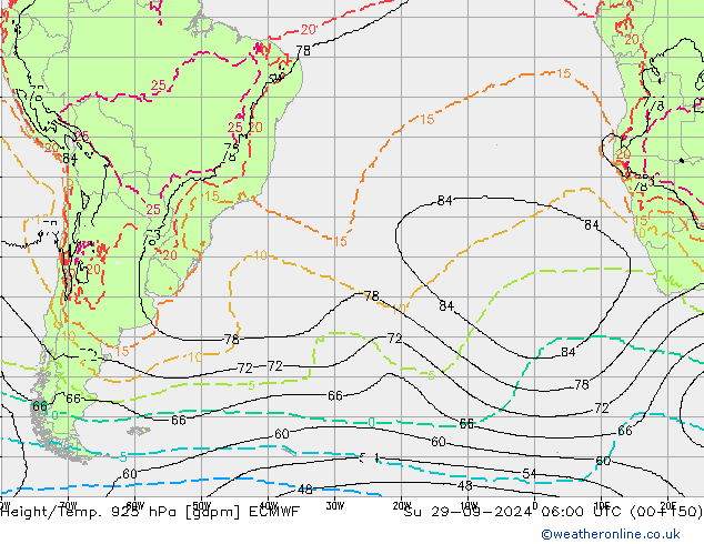 Height/Temp. 925 hPa ECMWF Ne 29.09.2024 06 UTC