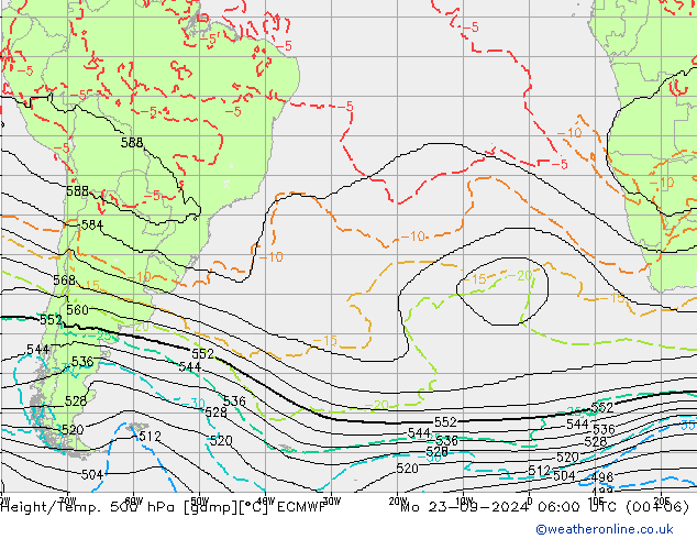 Height/Temp. 500 hPa ECMWF Seg 23.09.2024 06 UTC