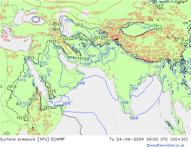 Pressione al suolo ECMWF mar 24.09.2024 06 UTC