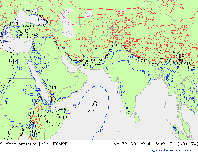 Atmosférický tlak ECMWF Po 30.09.2024 06 UTC