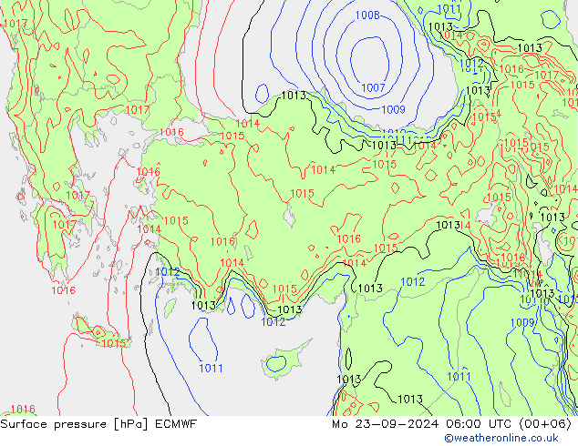 Bodendruck ECMWF Mo 23.09.2024 06 UTC