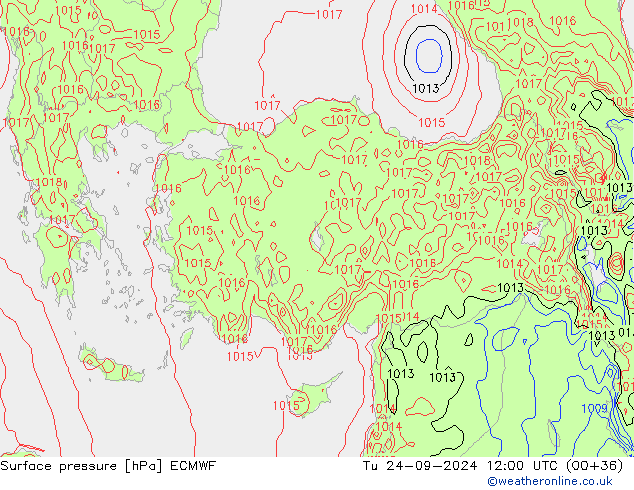 приземное давление ECMWF вт 24.09.2024 12 UTC