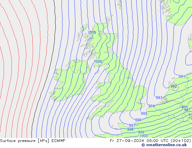 pression de l'air ECMWF ven 27.09.2024 06 UTC