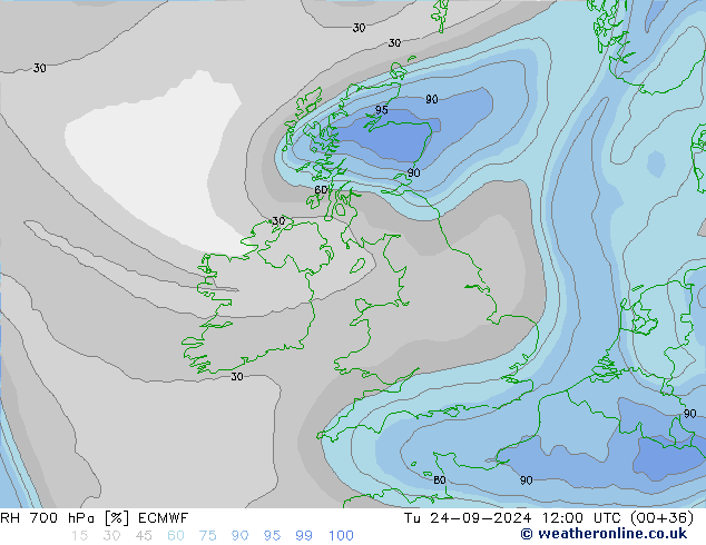 700 hPa Nispi Nem ECMWF Sa 24.09.2024 12 UTC