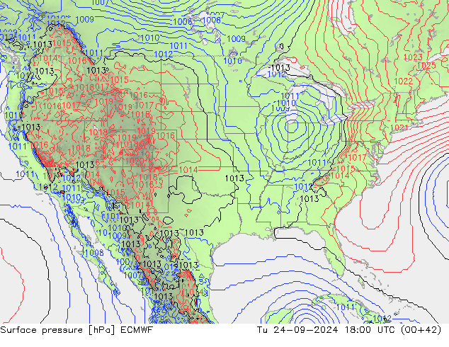 ciśnienie ECMWF wto. 24.09.2024 18 UTC