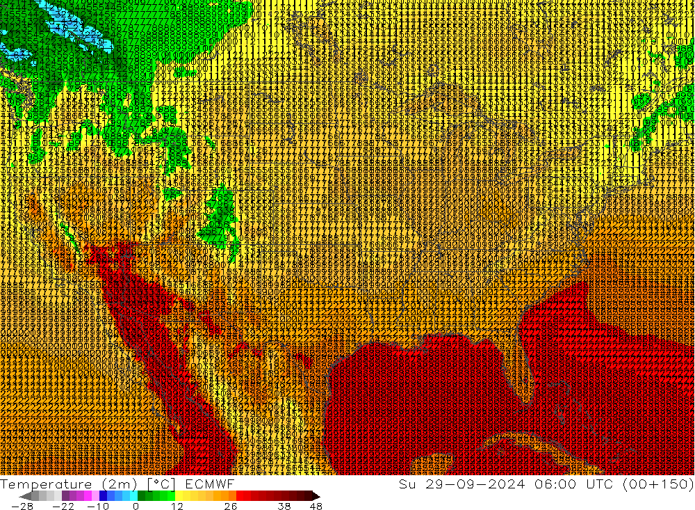 карта температуры ECMWF Вс 29.09.2024 06 UTC