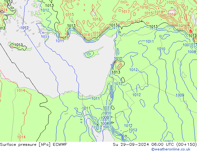 Surface pressure ECMWF Su 29.09.2024 06 UTC