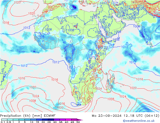 Precipitazione (6h) ECMWF lun 23.09.2024 18 UTC