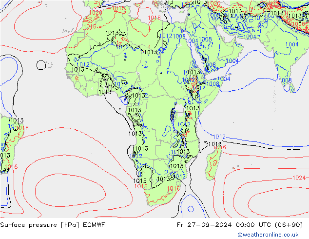 pressão do solo ECMWF Sex 27.09.2024 00 UTC