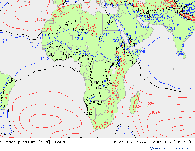 pression de l'air ECMWF ven 27.09.2024 06 UTC