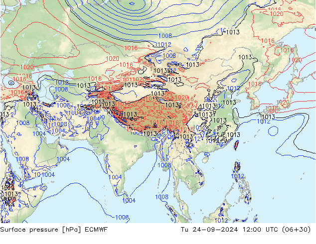 Luchtdruk (Grond) ECMWF di 24.09.2024 12 UTC