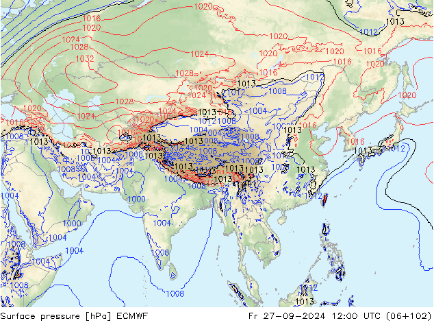 Surface pressure ECMWF Fr 27.09.2024 12 UTC