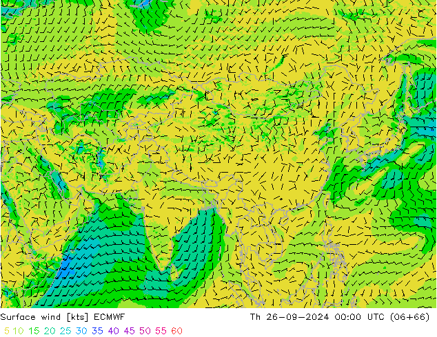 Surface wind ECMWF Th 26.09.2024 00 UTC