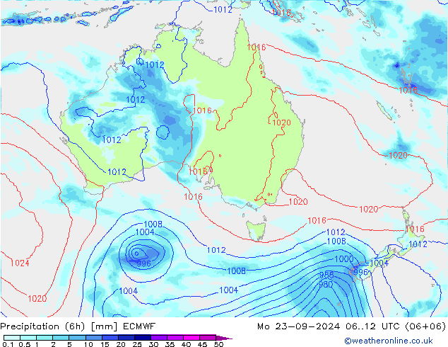 Yağış (6h) ECMWF Pzt 23.09.2024 12 UTC