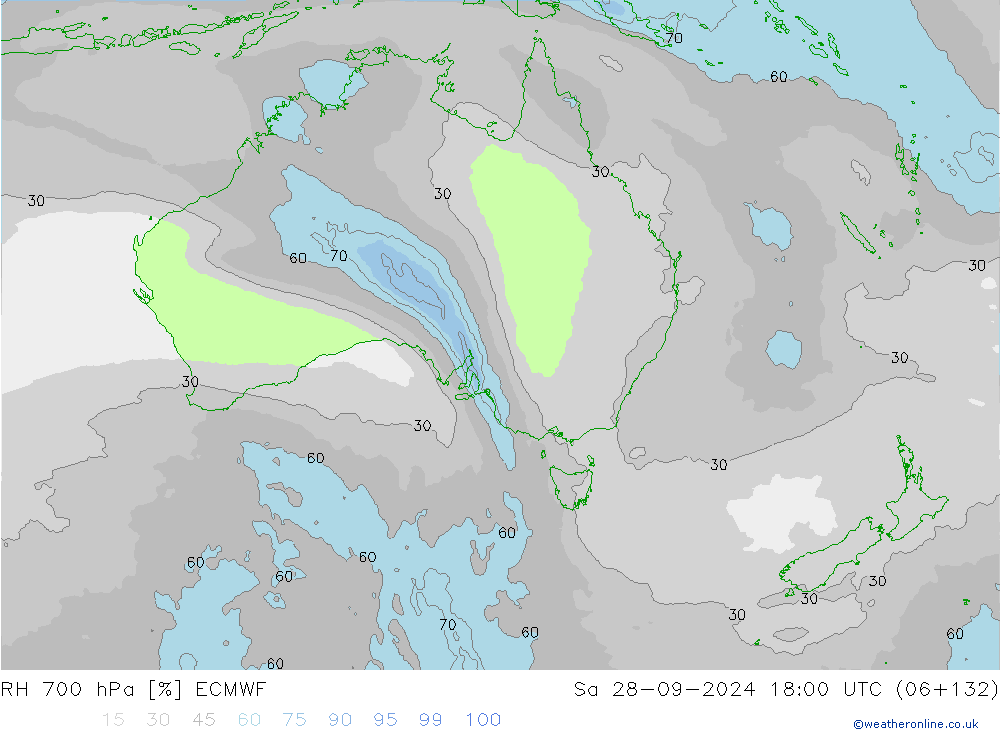 RH 700 hPa ECMWF So 28.09.2024 18 UTC