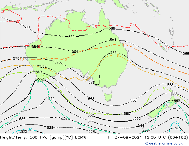 Height/Temp. 500 hPa ECMWF Fr 27.09.2024 12 UTC