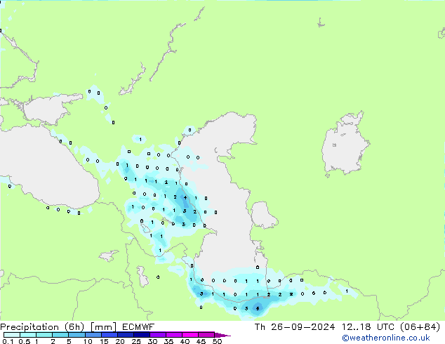 Precipitation (6h) ECMWF Th 26.09.2024 18 UTC