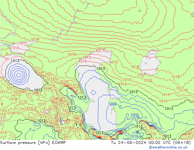 Surface pressure ECMWF Tu 24.09.2024 00 UTC