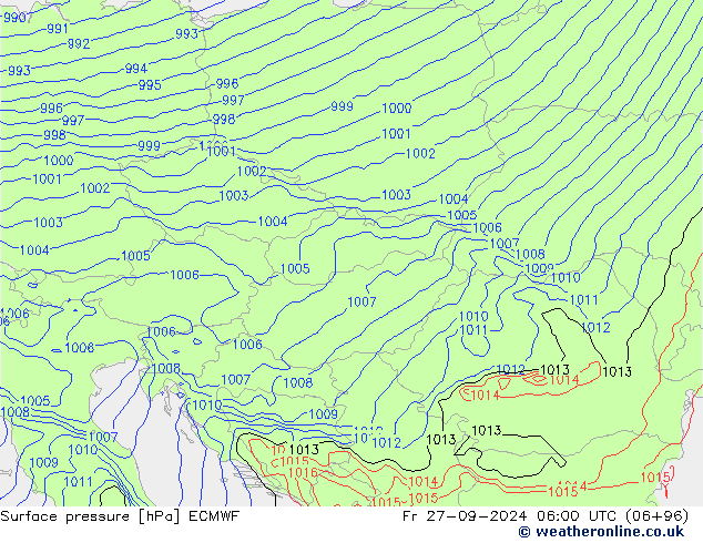 Pressione al suolo ECMWF ven 27.09.2024 06 UTC