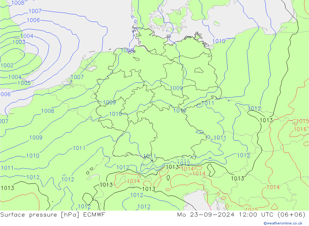 Bodendruck ECMWF Mo 23.09.2024 12 UTC