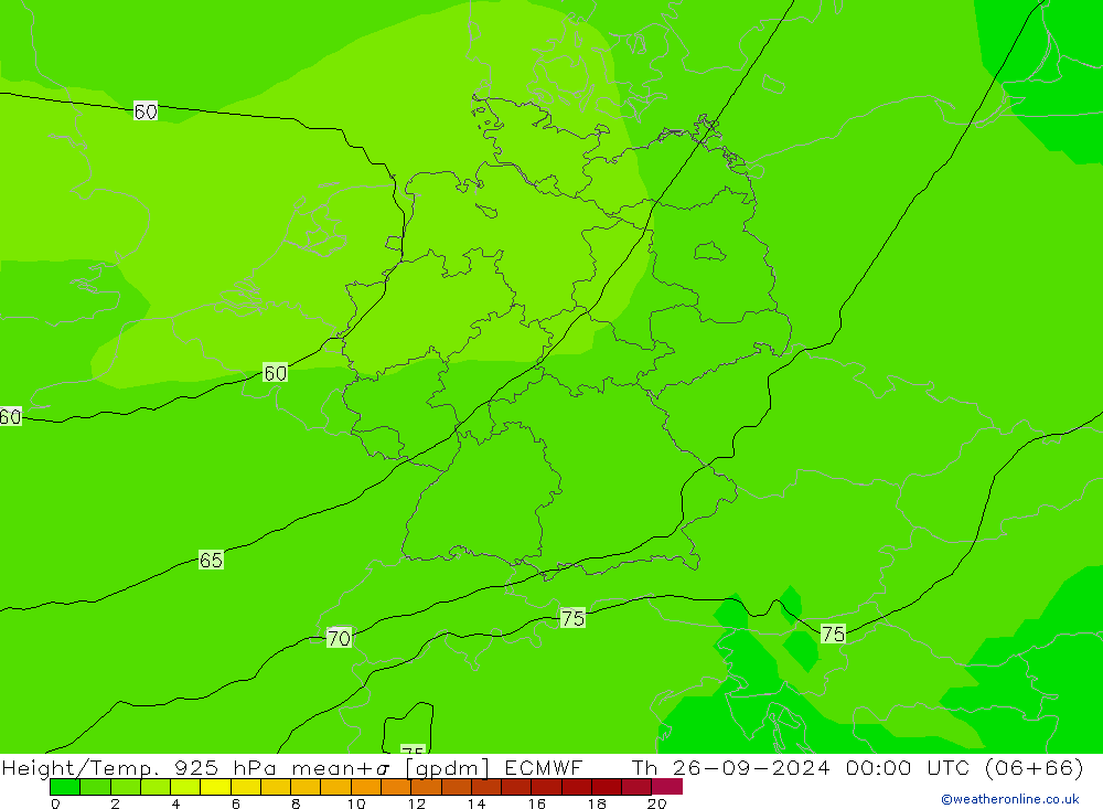 Height/Temp. 925 hPa ECMWF Th 26.09.2024 00 UTC