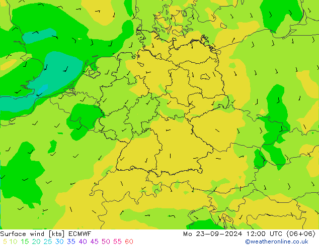 Wind 10 m ECMWF ma 23.09.2024 12 UTC