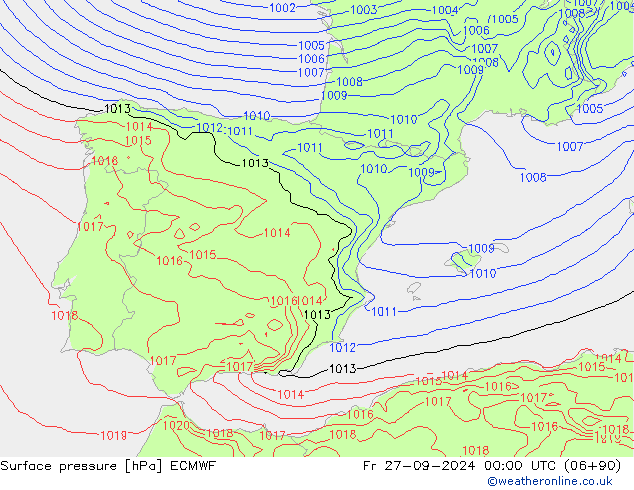 Yer basıncı ECMWF Cu 27.09.2024 00 UTC