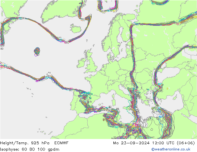 Géop./Temp. 925 hPa ECMWF lun 23.09.2024 12 UTC