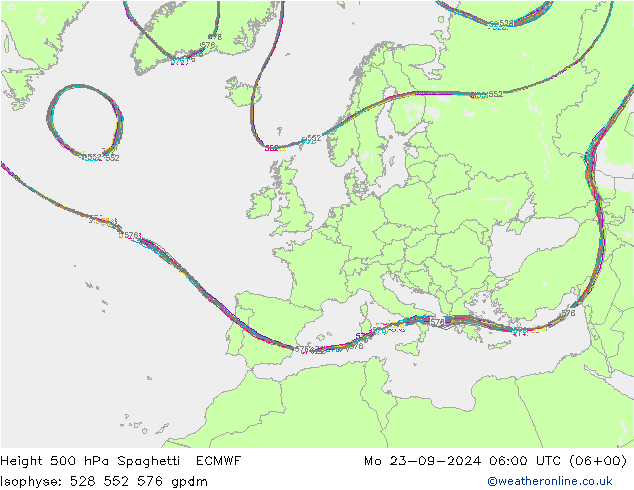 500 hPa Yüksekliği Spaghetti ECMWF Pzt 23.09.2024 06 UTC