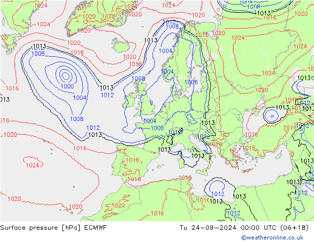 ciśnienie ECMWF wto. 24.09.2024 00 UTC