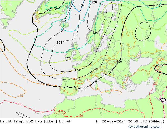 Height/Temp. 850 hPa ECMWF czw. 26.09.2024 00 UTC