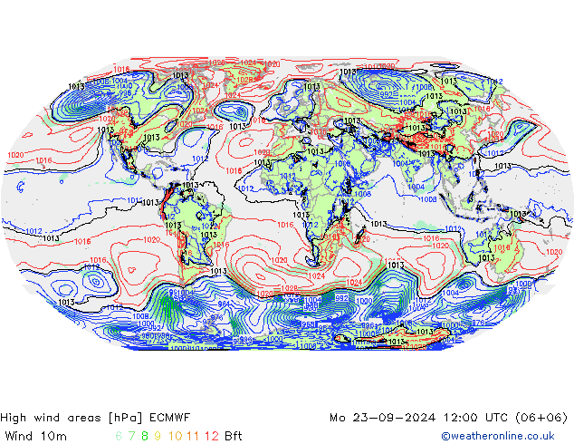 High wind areas ECMWF  23.09.2024 12 UTC