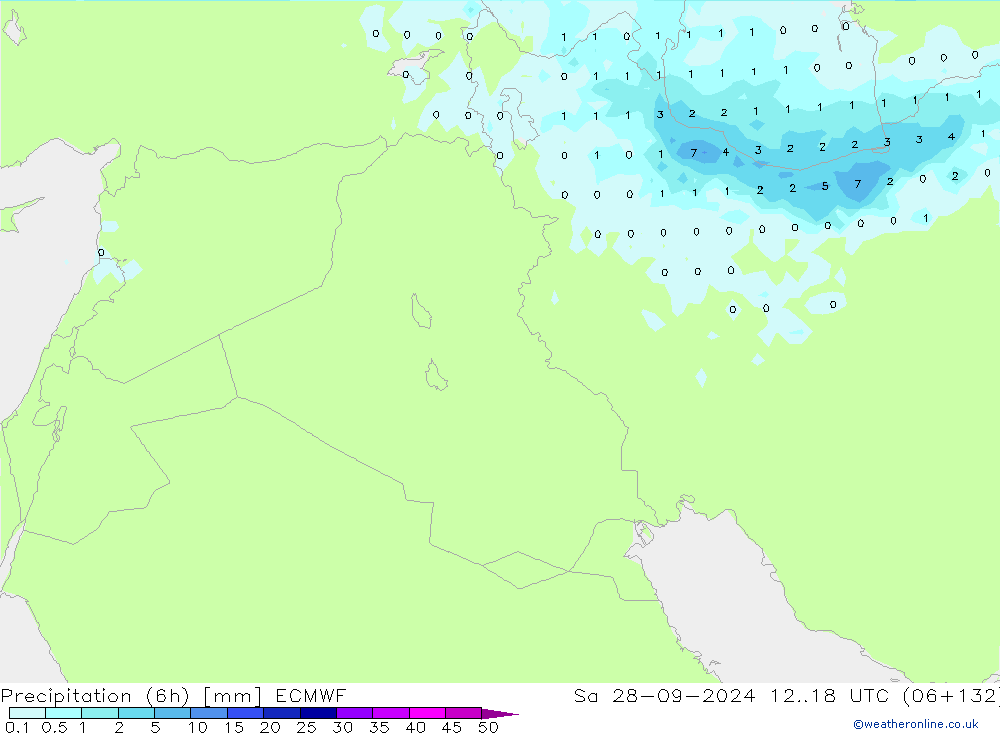 Precipitación (6h) ECMWF sáb 28.09.2024 18 UTC