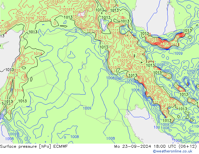 pressão do solo ECMWF Seg 23.09.2024 18 UTC