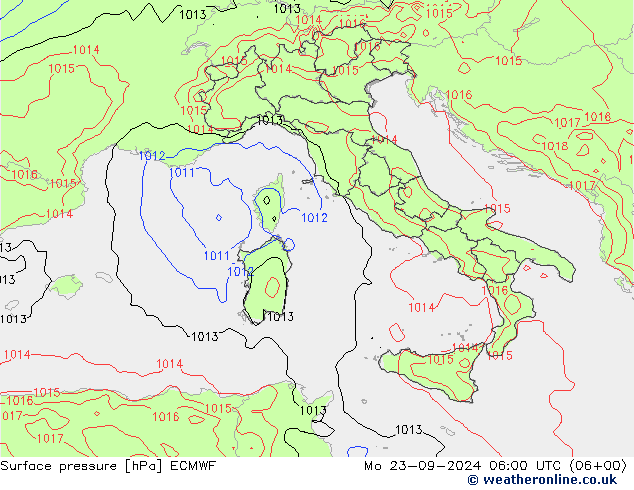 Surface pressure ECMWF Mo 23.09.2024 06 UTC