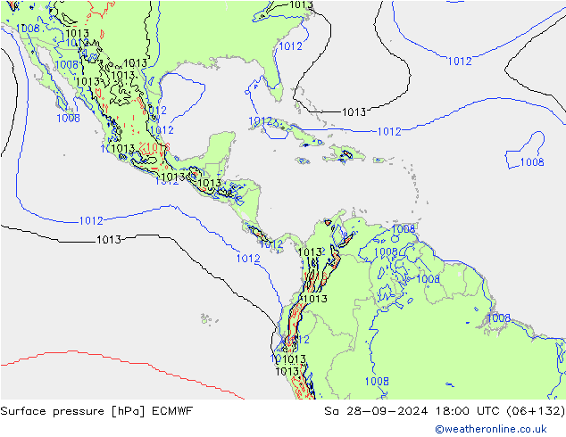 Pressione al suolo ECMWF sab 28.09.2024 18 UTC