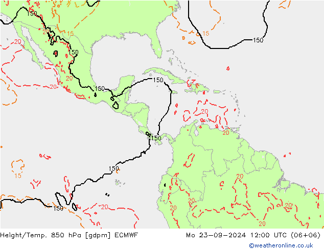 Height/Temp. 850 hPa ECMWF Mo 23.09.2024 12 UTC