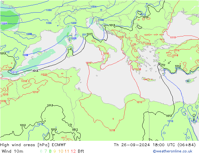 High wind areas ECMWF Qui 26.09.2024 18 UTC