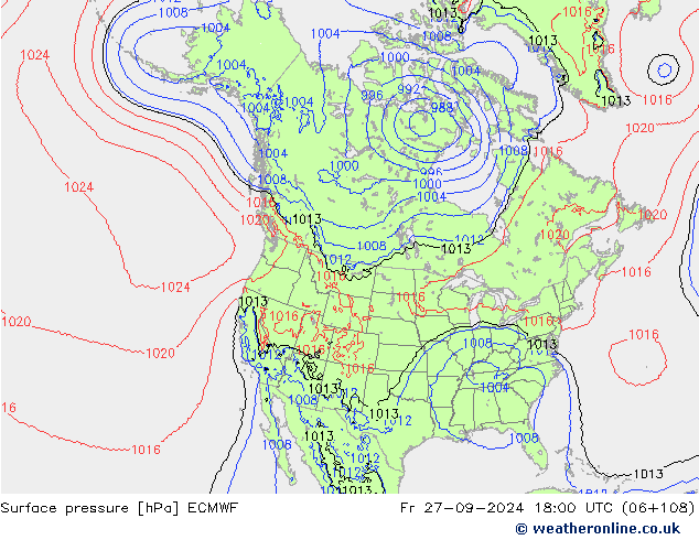 Pressione al suolo ECMWF ven 27.09.2024 18 UTC