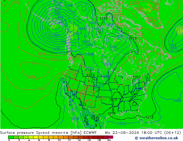 ciśnienie Spread ECMWF pon. 23.09.2024 18 UTC