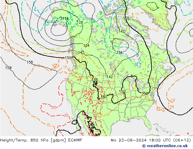 Height/Temp. 850 hPa ECMWF Mo 23.09.2024 18 UTC