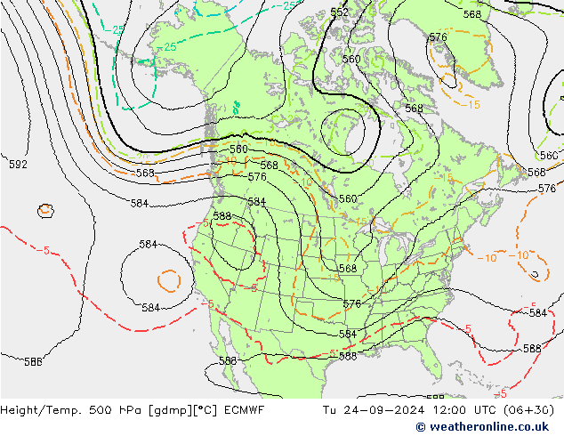 Height/Temp. 500 hPa ECMWF Ter 24.09.2024 12 UTC