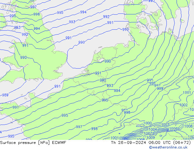 pressão do solo ECMWF Qui 26.09.2024 06 UTC